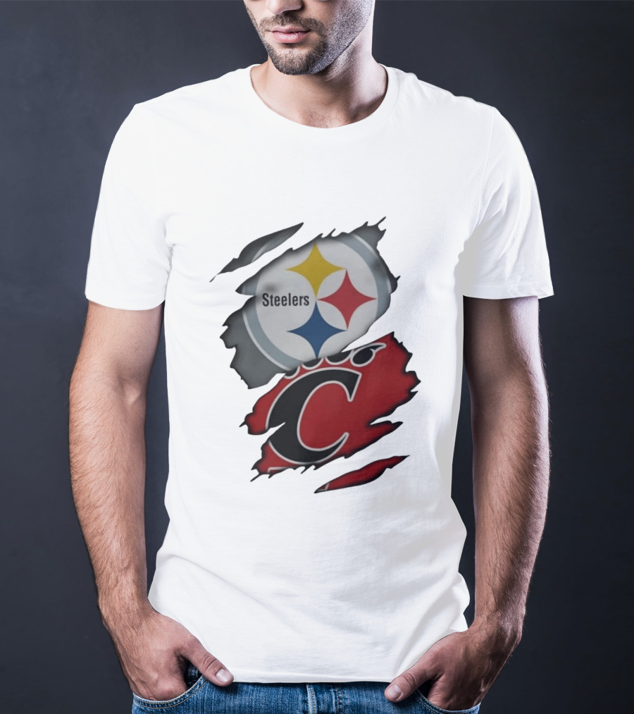 Pittsburgh Steelers Cincinnati Bearcats Ripped Skin T-Shirt