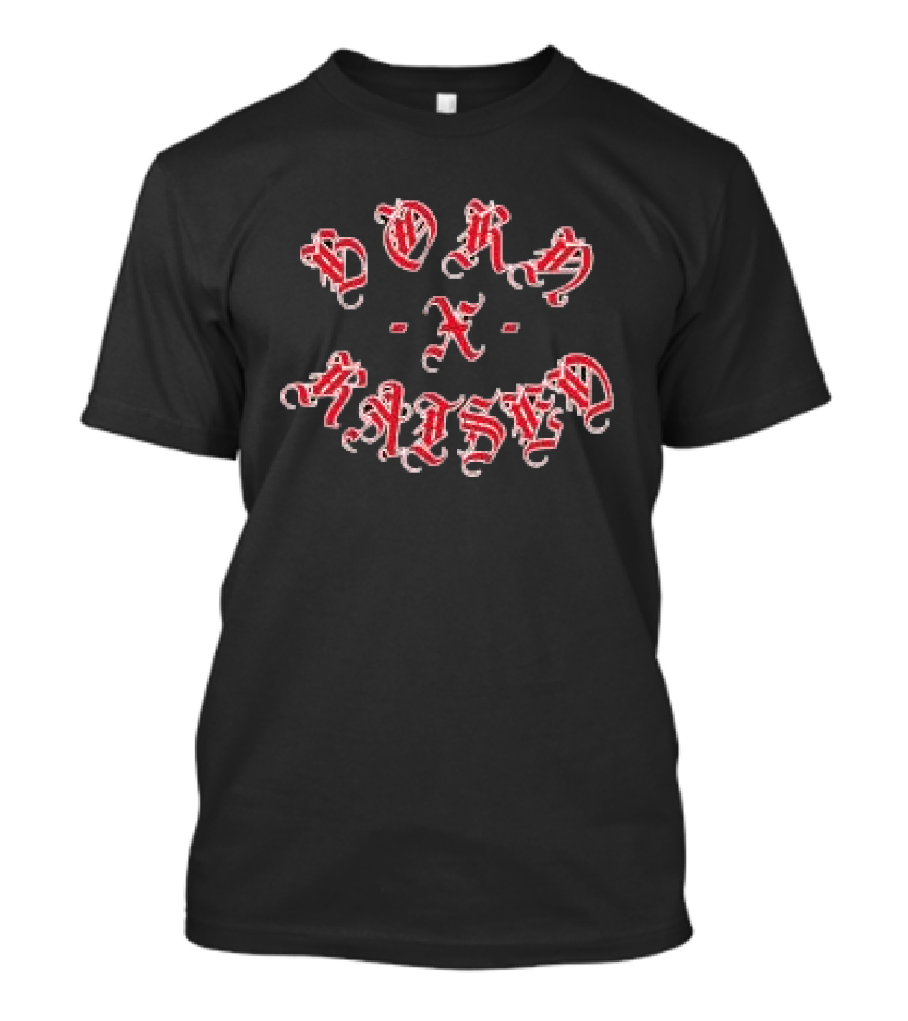 Born X Raised Gothic Rocker Black Red Old English T-Shirt
