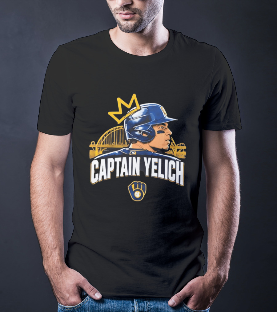 Captain Yelich Milwaukee Brewers Helmet Crown Stadium T-Shirt