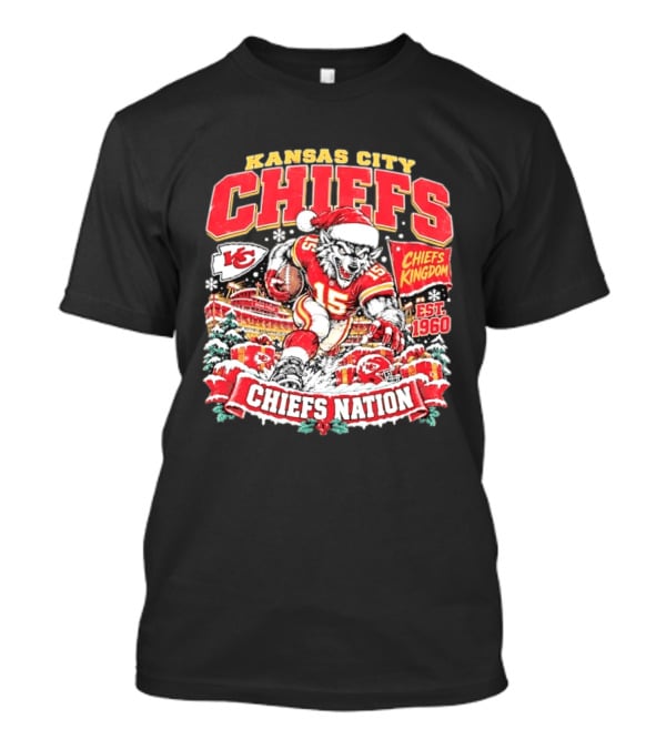 Kansas City Chiefs Kingdom Est 1960 Chiefs Nation Christmas Santa Football T-Shirt