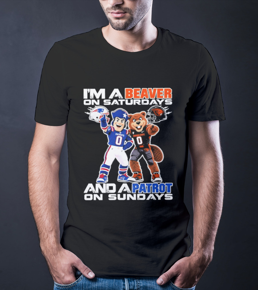 I'm A Beaver On Saturdays And A Patriot On Sundays Football Mascots T-Shirt