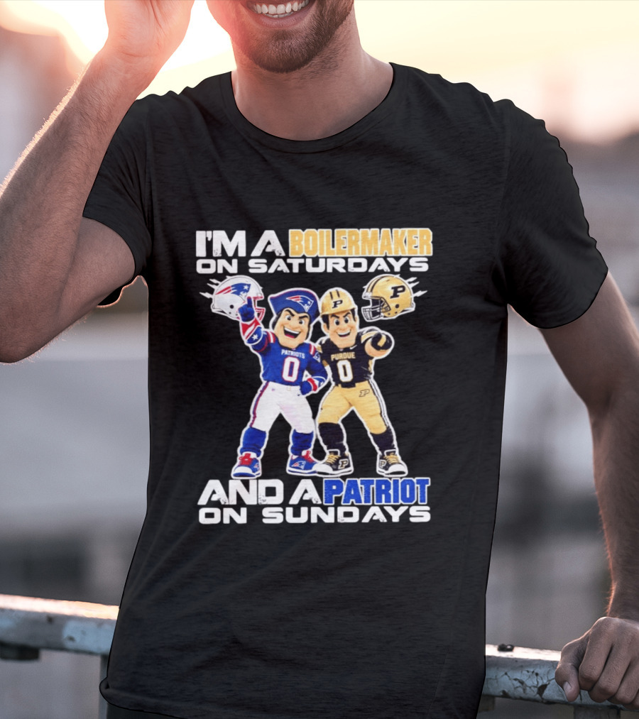I'm A Boilermaker On Saturdays And A Patriots Fan On Sundays Purdue Patriots Football Mascots T-Shirt