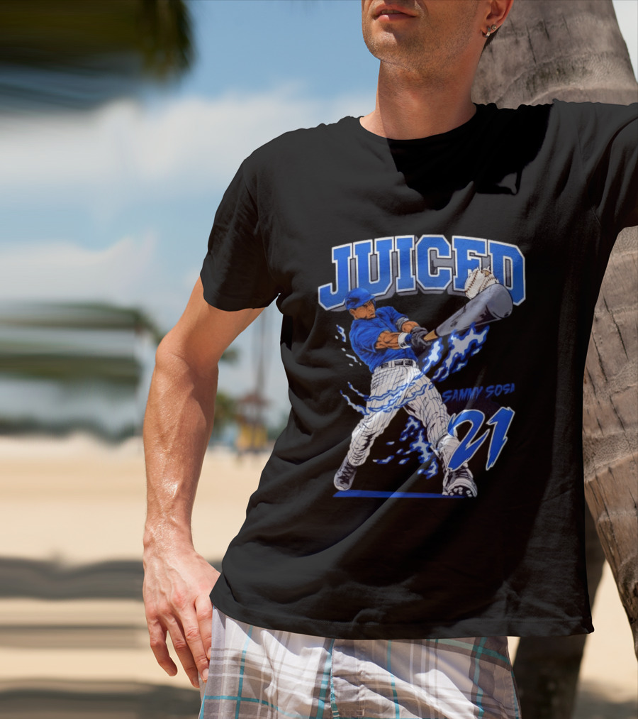 Sammy Sosa 21 Juiced Baseball Chicago Cubs Power Hitter T-Shirt
