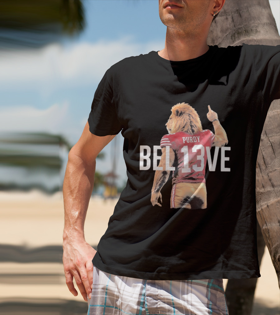 San Francisco 49ers Brock Purdy BEL13VE Lion T-Shirt