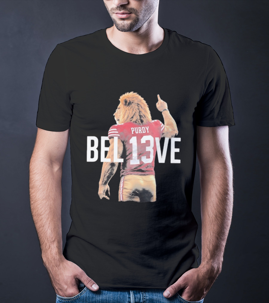 San Francisco 49ers Brock Purdy BEL13VE Lion T-Shirt
