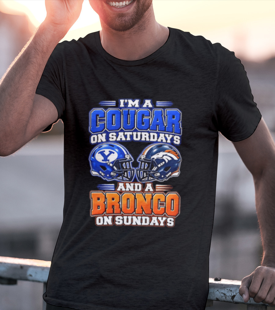 I'm A Cougar On Saturdays And A Bronco On Sundays Football Helmets T-Shirt