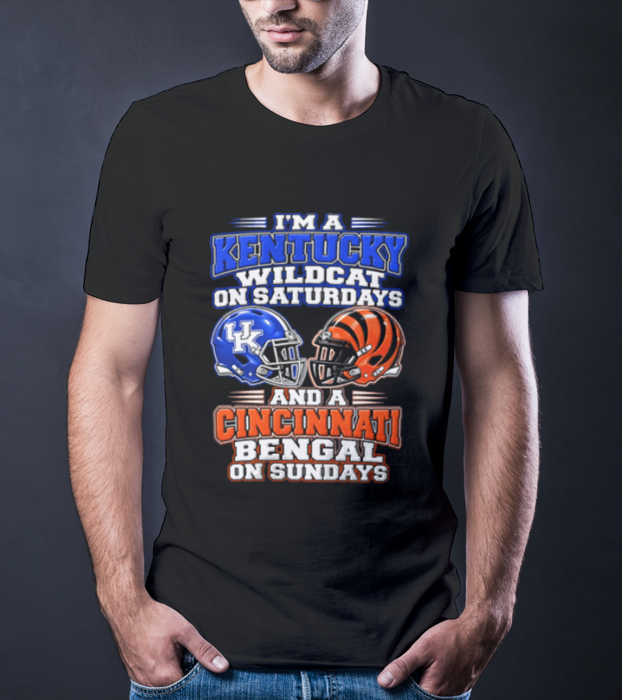I'm A Kentucky Wildcat On Saturdays And A Cincinnati Bengal On Sundays Helmet T-Shirt