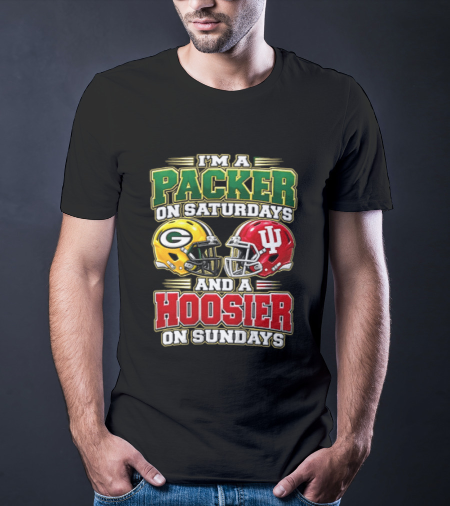 I'm A Packer On Saturdays And A Hoosier On Sundays Football Helmets T-Shirt