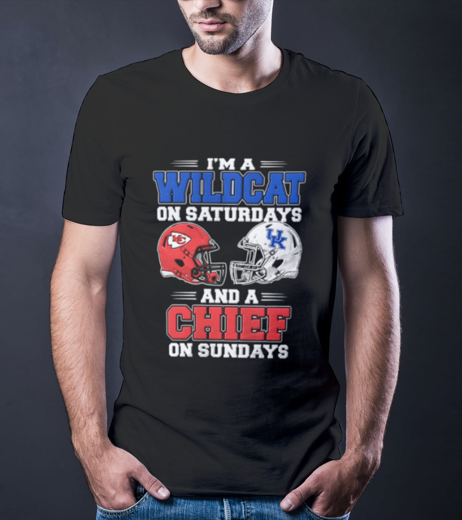 I'm A Wildcat On Saturdays UK And A Chief On Sundays KC Football Helmets T-Shirt