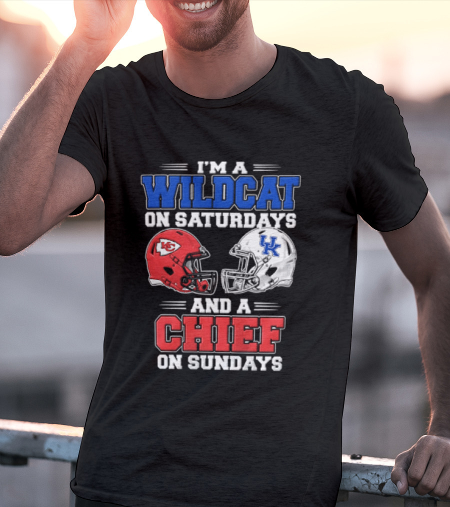 I'm A Wildcat On Saturdays UK And A Chief On Sundays KC Football Helmets T-Shirt
