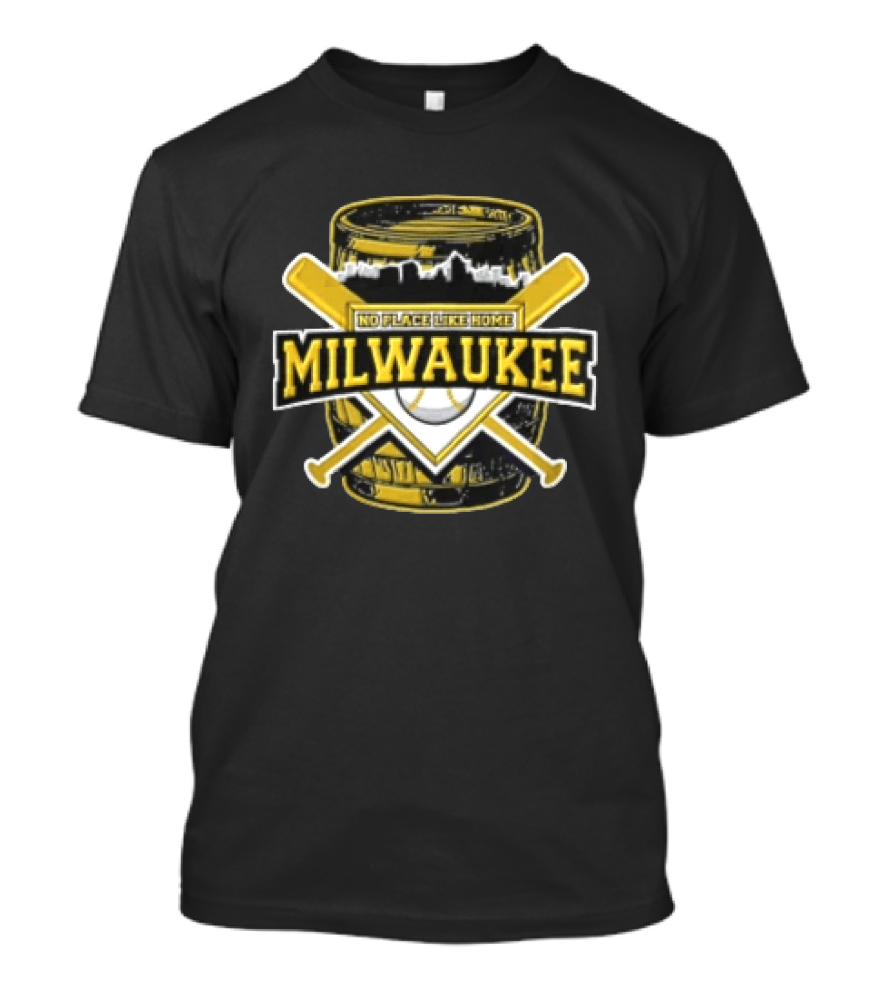 Milwaukee Baseball Barrel Skyline No Place Like Home T-Shirt