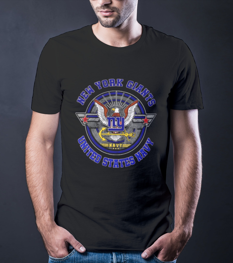 New York Giants United States Navy Eagle Anchor T-Shirt