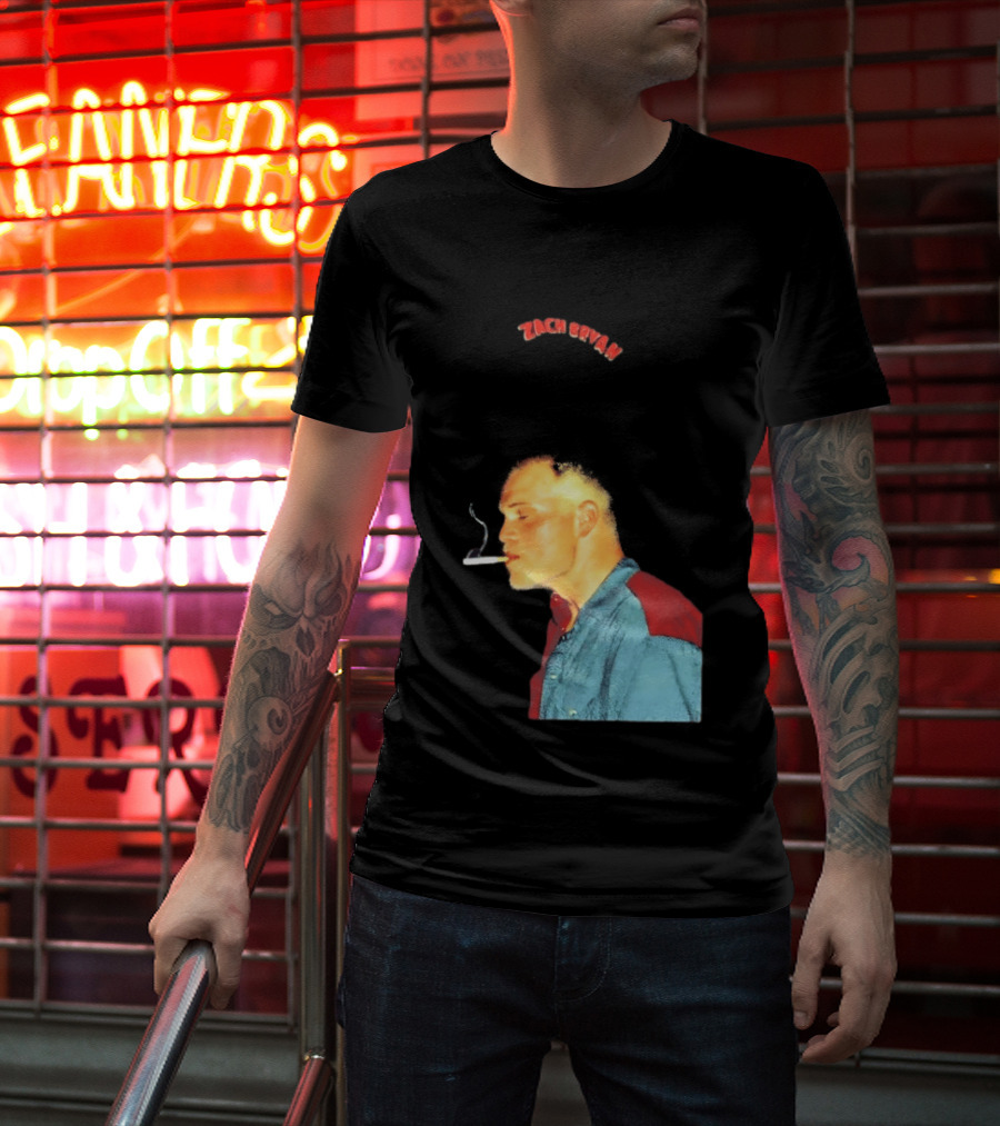 Zach Bryan Smoking Vintage Denim T-Shirt