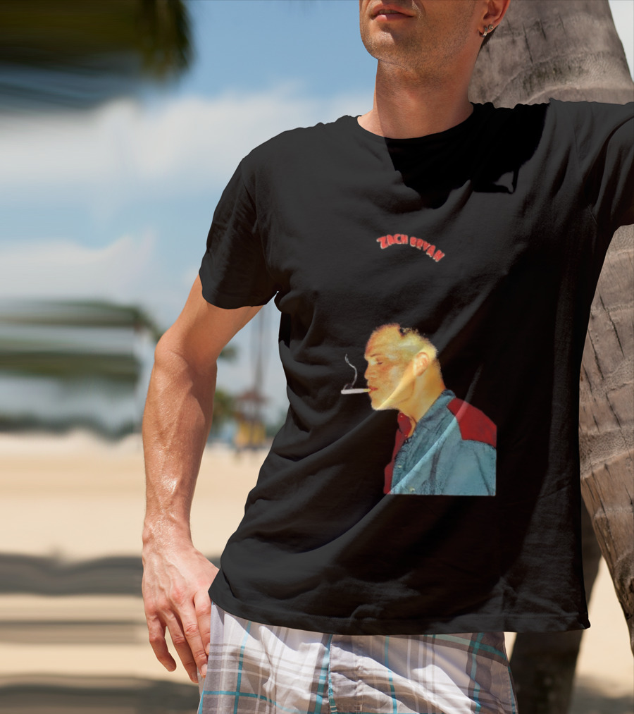 Zach Bryan Smoking Vintage Denim T-Shirt