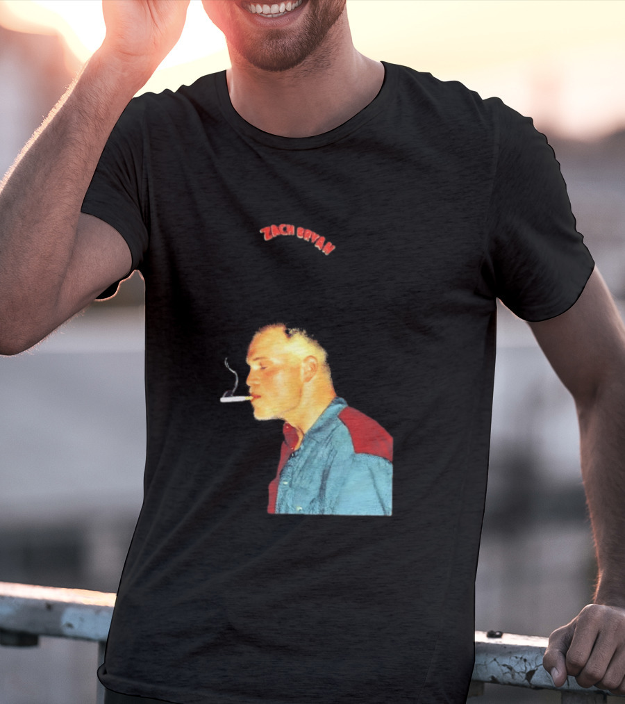 Zach Bryan Smoking Vintage Denim T-Shirt