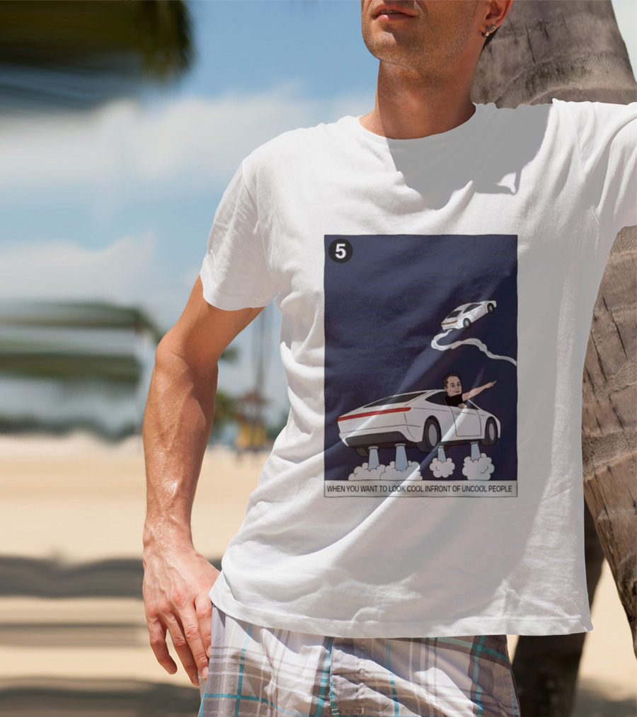 Elon Musk Car Flying Cool Factor In Front Of Uncool People T-Shirt
