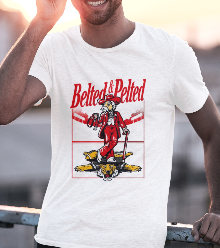 Ole Miss Rebels Belted And Pelted Mascot Stomping Missouri Tigers T-Shirt