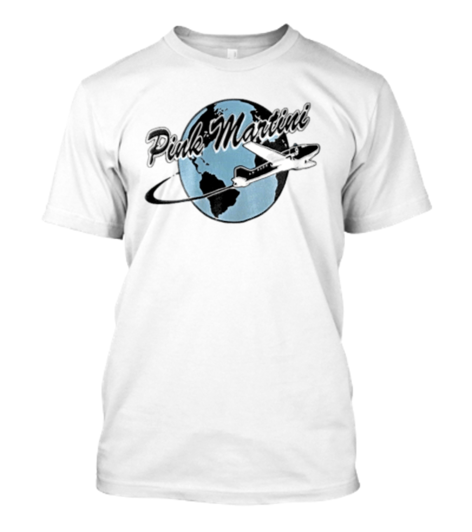 Pink Martini Globe Airplane Travel Band T-Shirt