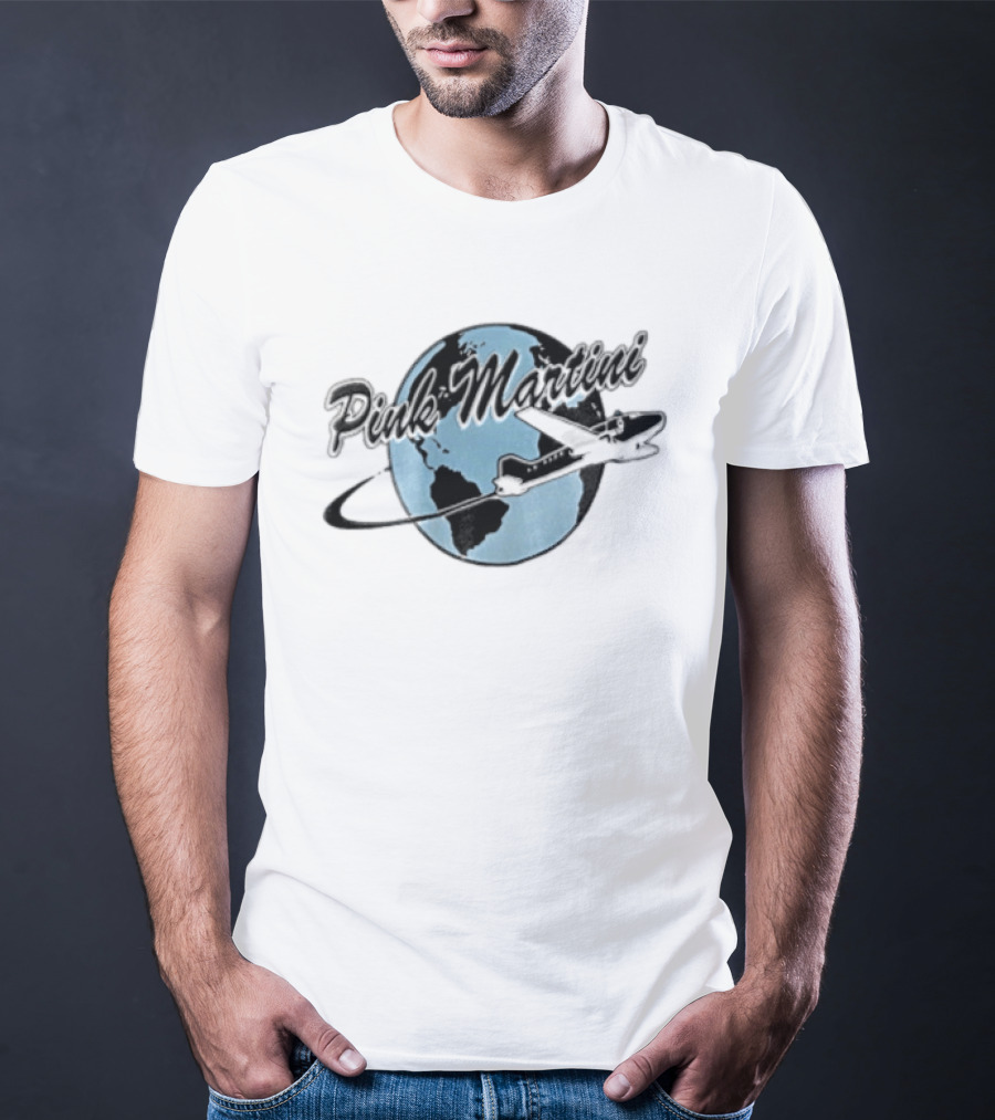 Pink Martini Globe Airplane Travel Band T-Shirt
