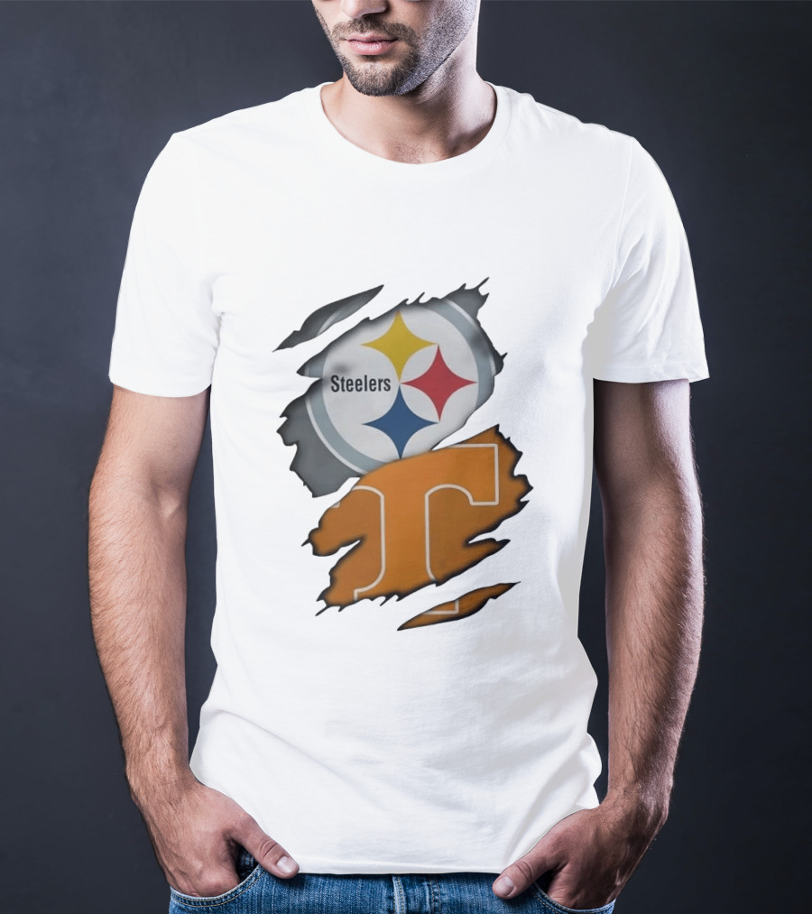 Pittsburgh Steelers Tennessee Volunteers Ripped Skin Combo T-Shirt