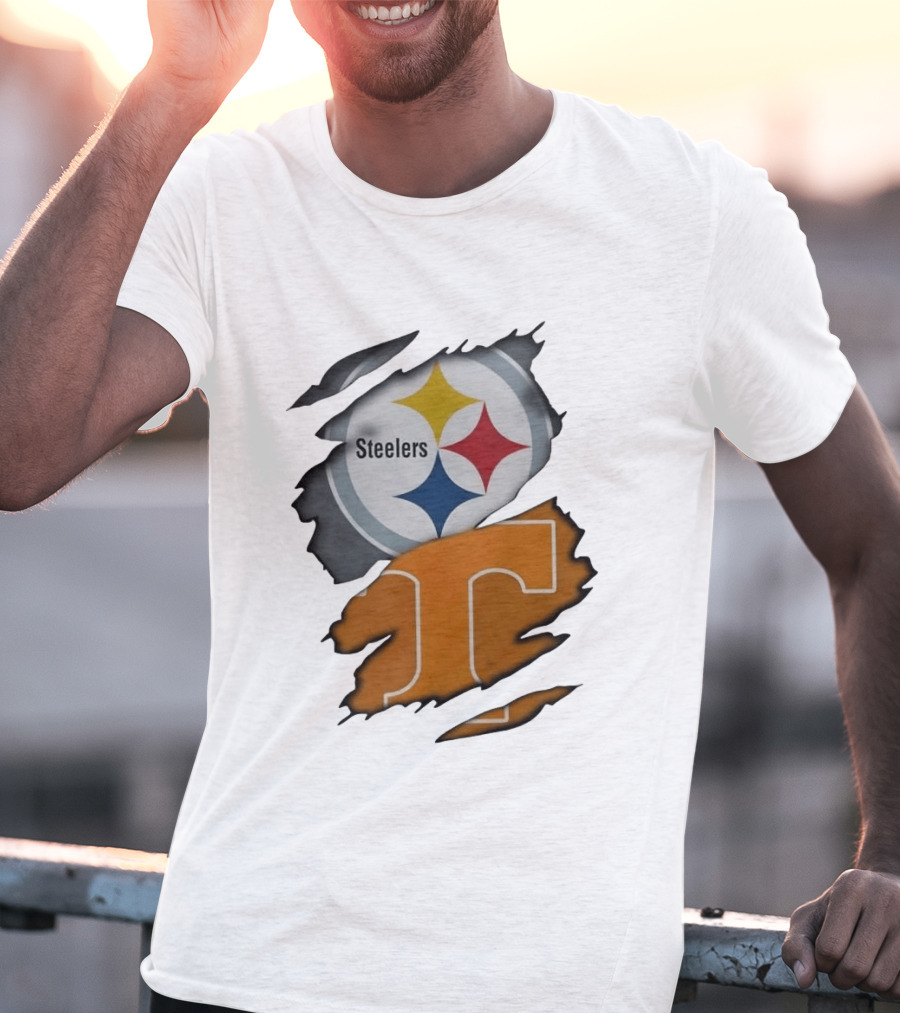 Pittsburgh Steelers Tennessee Volunteers Ripped Skin Combo T-Shirt