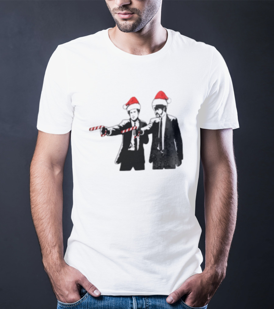Xmas Christmas Candy Cane Santa Hats Pop Culture References T-Shirt
