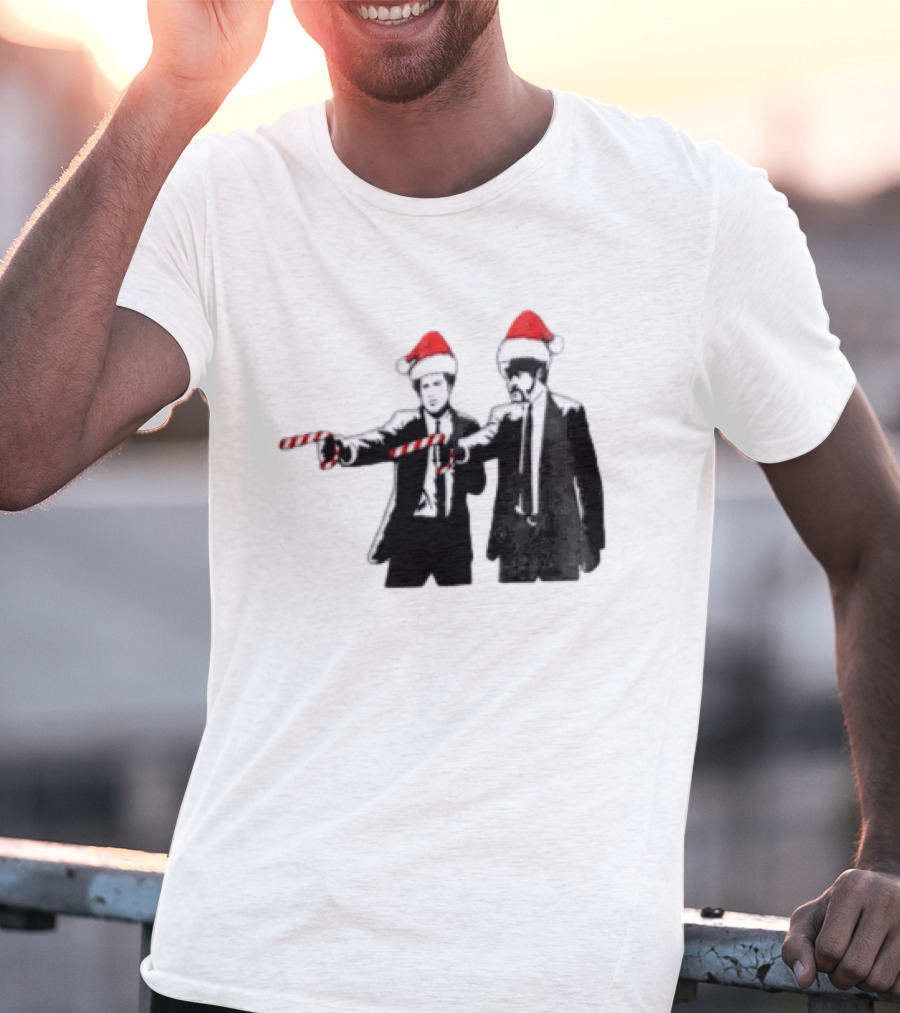 Xmas Christmas Candy Cane Santa Hats Pop Culture References T-Shirt