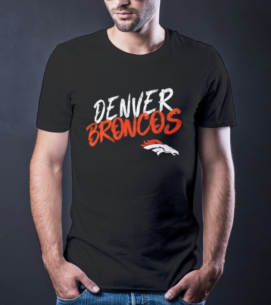 Denver Broncos Team Spirit Bold Brush Script With Iconic Horse T-Shirt