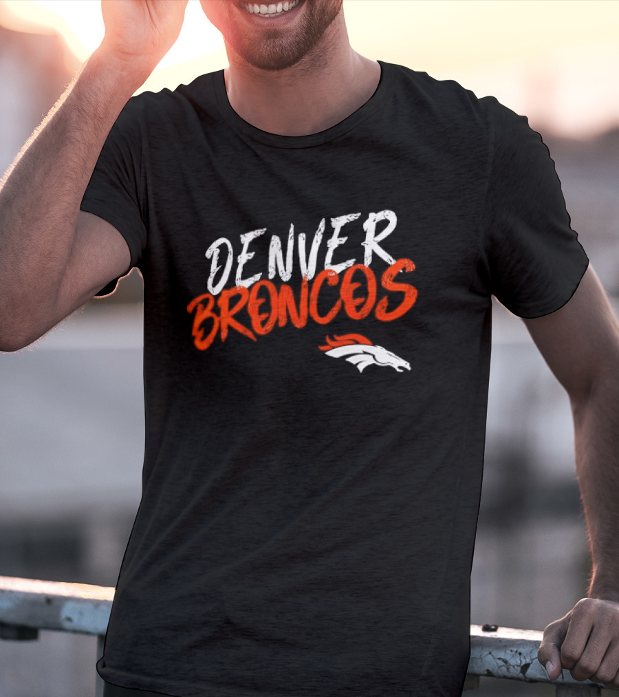 Denver Broncos Team Spirit Bold Brush Script With Iconic Horse T-Shirt