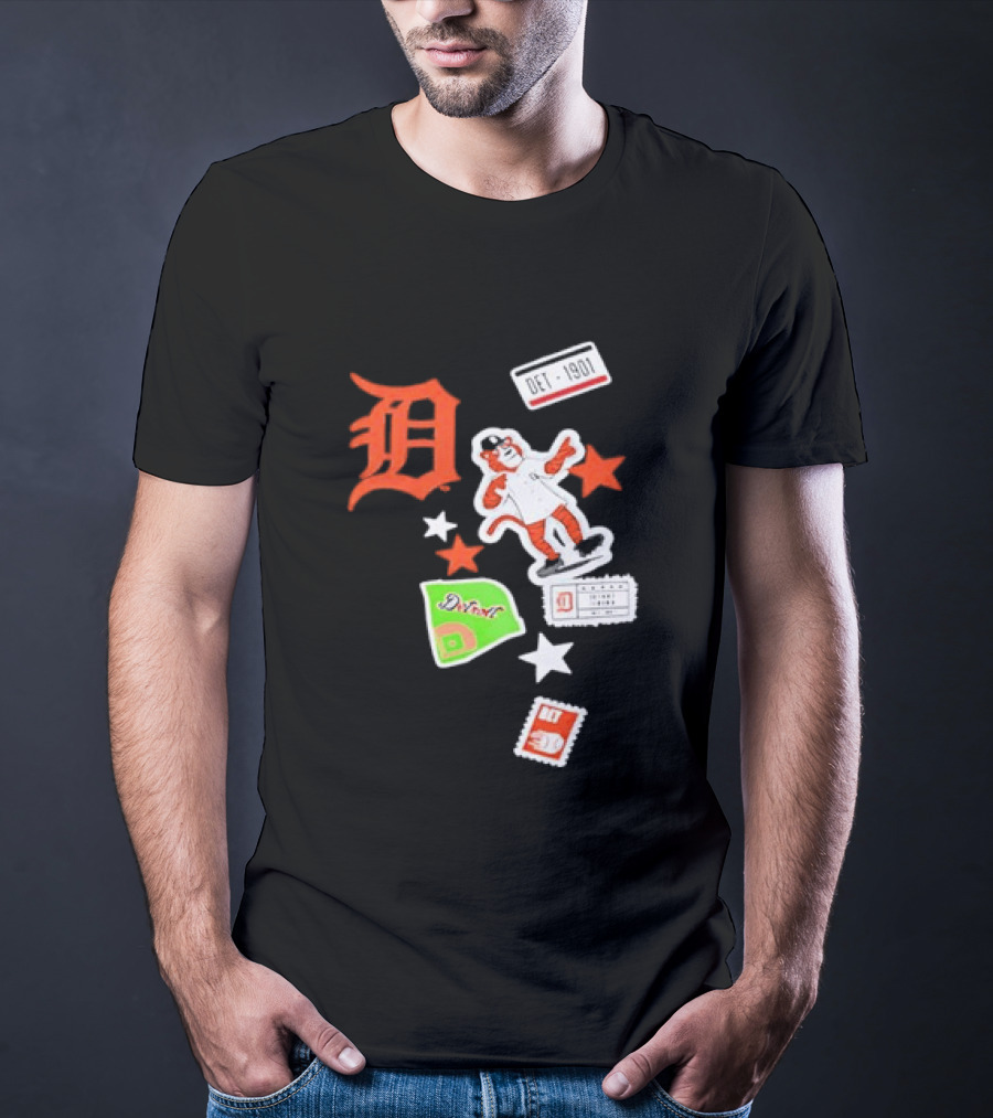 Detroit Tigers New Era Navy City Patch Stars Vintage Baseball Tiger T-Shirt