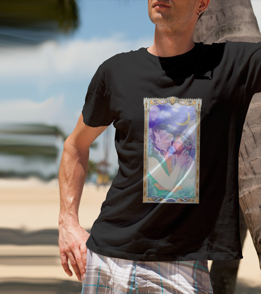 Fantasy Elf Couple 2026 Pride Moon Constellation Floral Romance T-Shirt