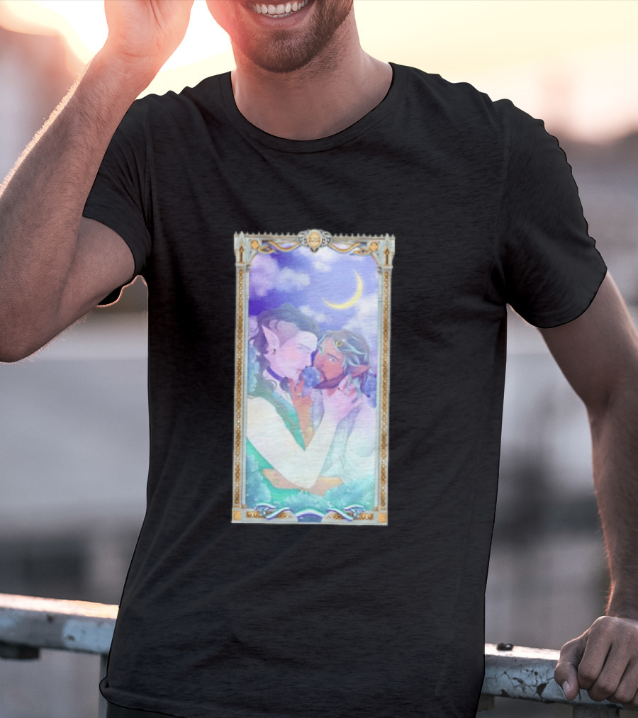 Fantasy Elf Couple 2026 Pride Moon Constellation Floral Romance T-Shirt