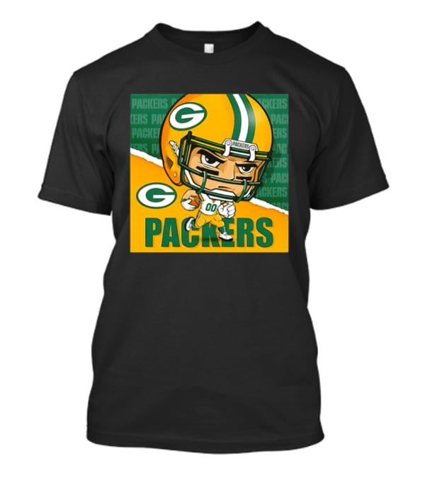 Green Bay Packers Chibi Player Helmet Packers T-Shirt
