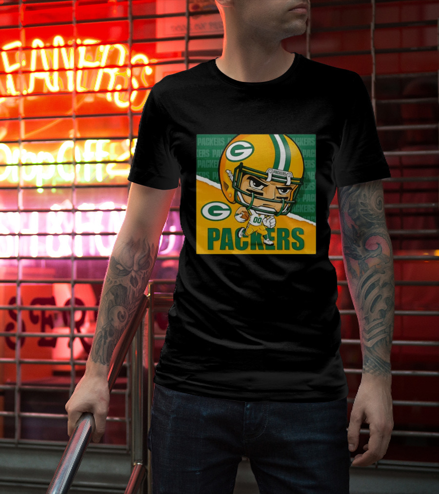 Green Bay Packers Chibi Player Helmet Packers T-Shirt