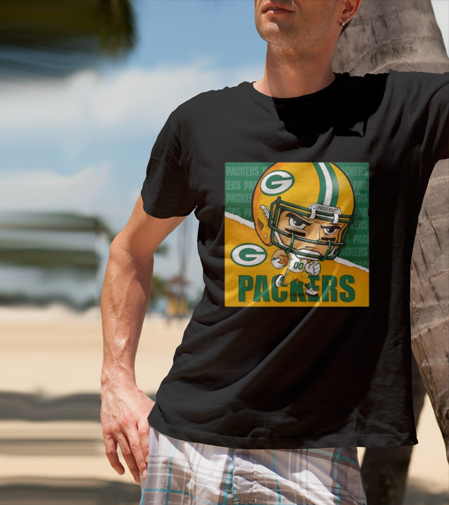 Green Bay Packers Chibi Player Helmet Packers T-Shirt