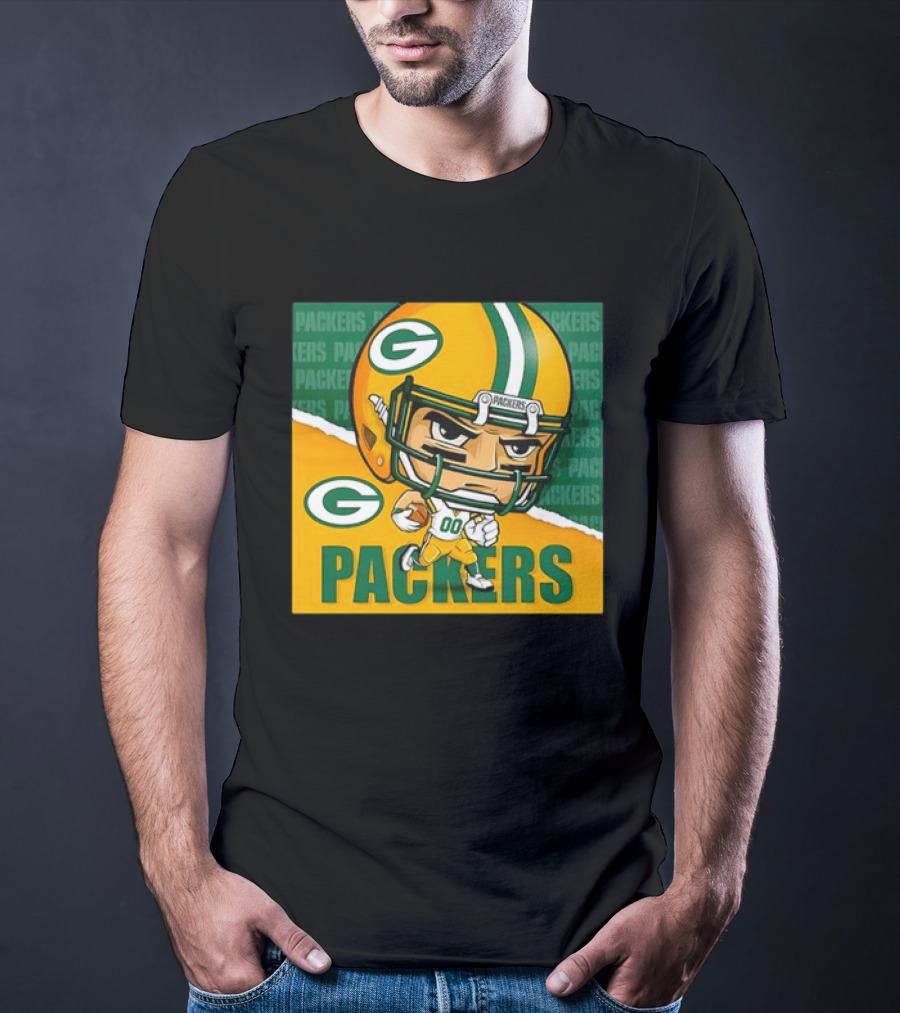 Green Bay Packers Chibi Player Helmet Packers T-Shirt