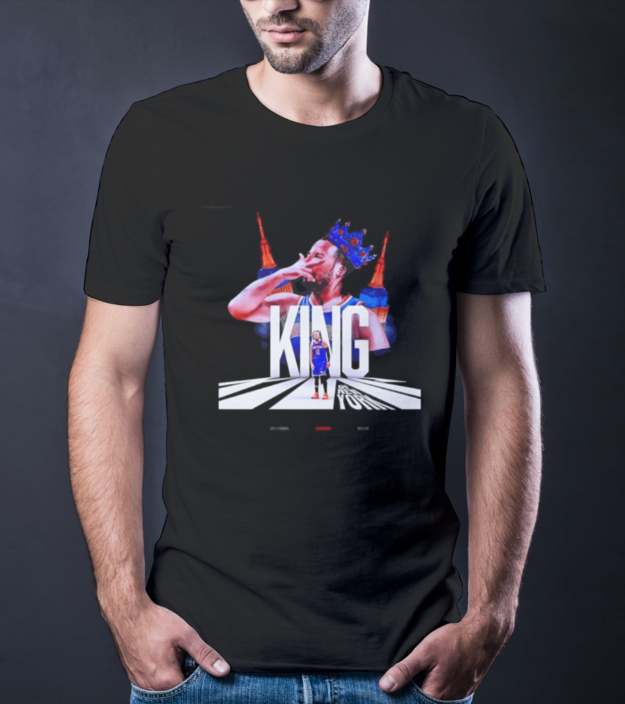 King Of New York Jalen Brunson Crown Basketball Statue Liberty Skyline T-Shirt