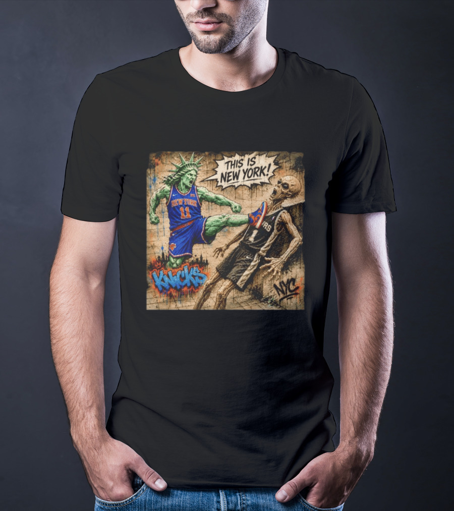New York Knicks Statue Of Liberty Vs Spurs Basketball NYC This Is New York T-Shirt