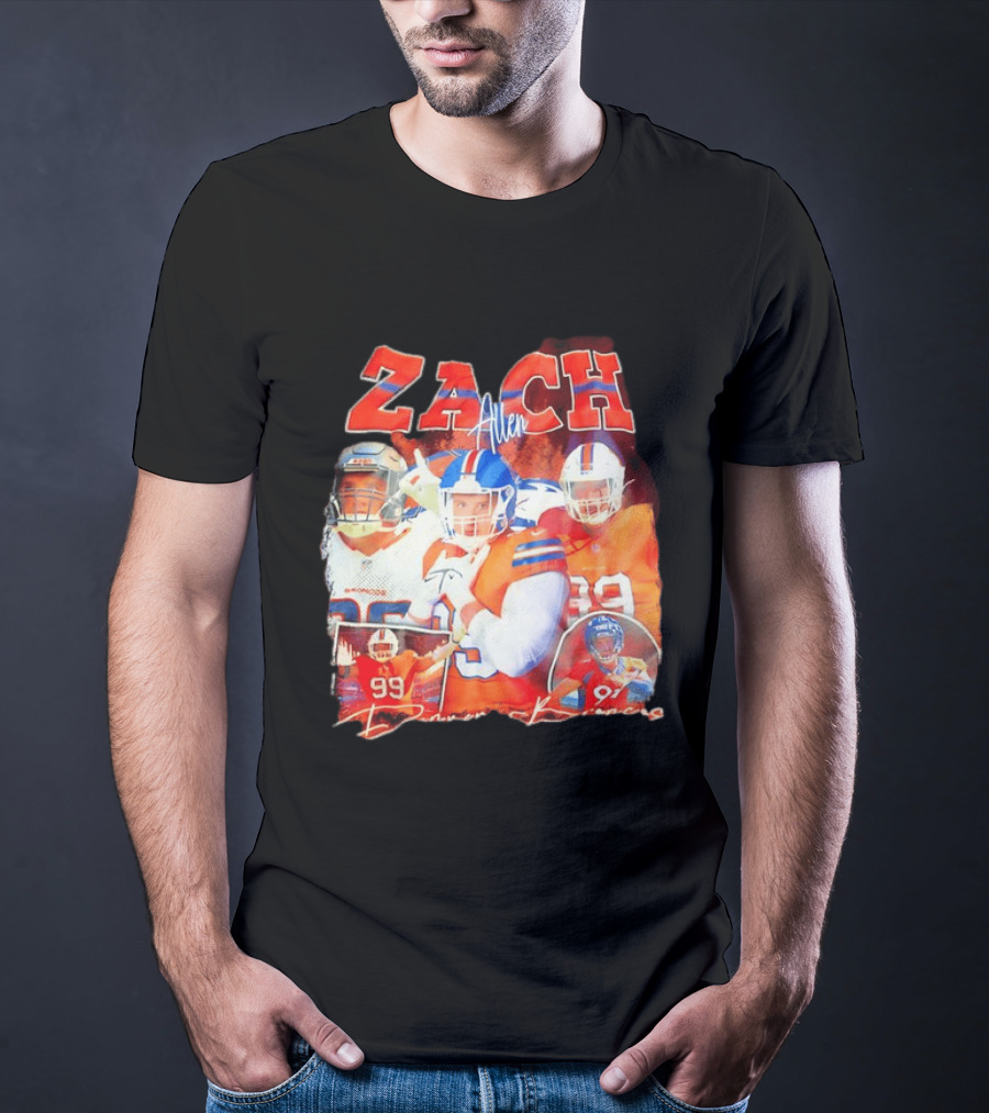 Zach Allen 99 Denver Broncos Football Player Collage T-Shirt