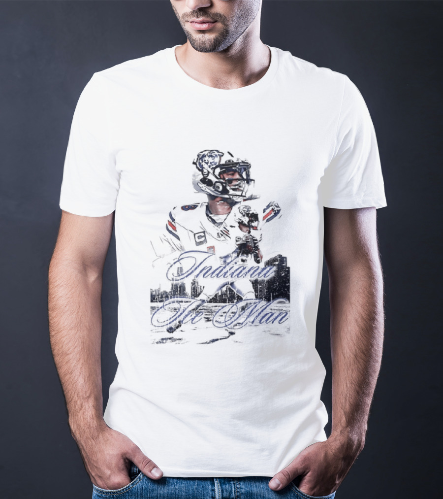 Caleb Williams Chicago Bears Indiana The Man Football Skyline T-Shirt
