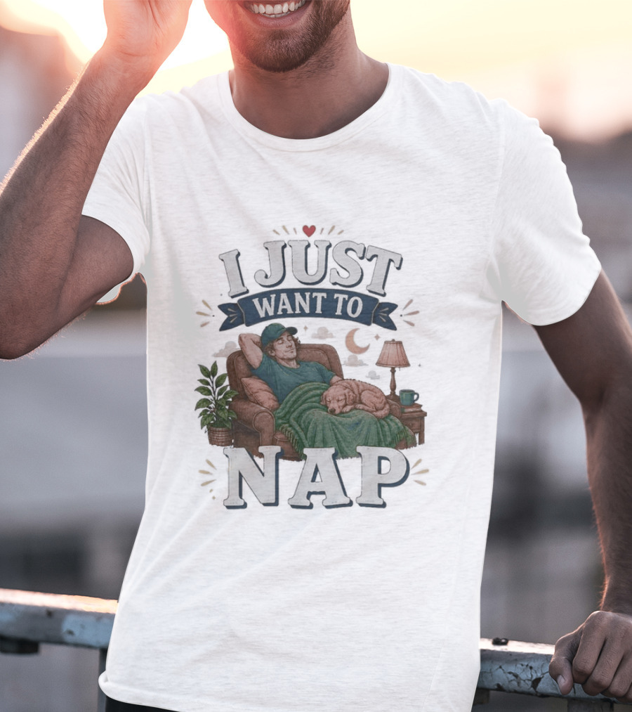 I Just Want To Nap Cozy Scene With Chair And Dog T-Shirt