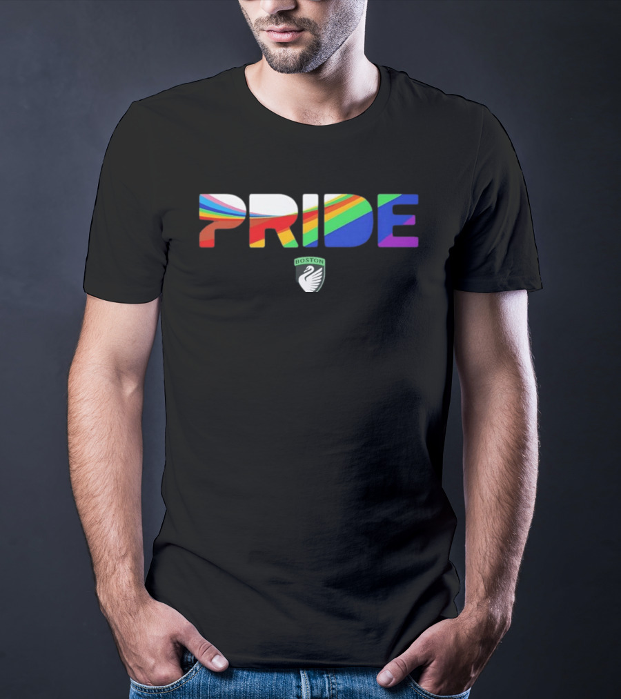 Boston Legacy FC Pride Rainbow Stripes 2026 Swan T-Shirt