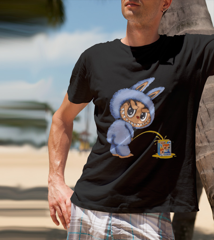 Labubu Peeing On Pop Figures Juice Box Fun Concept T-Shirt
