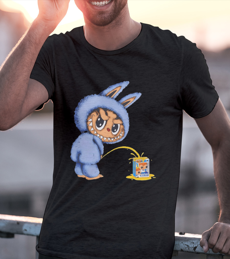 Labubu Peeing On Pop Figures Juice Box Fun Concept T-Shirt