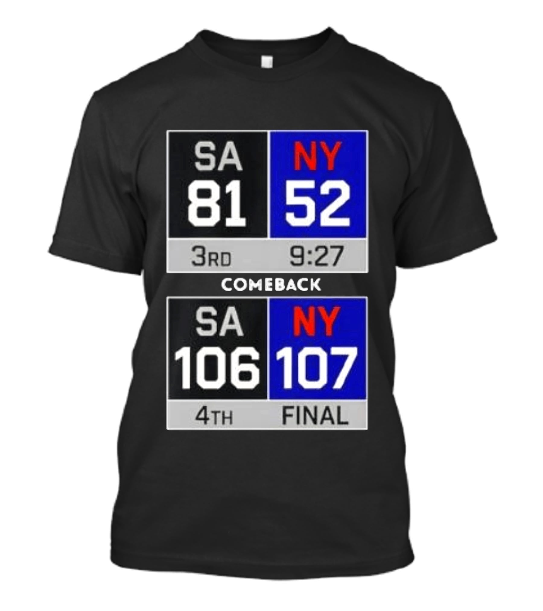 New York Knicks Epic Comeback Victory Against San Antonio Scoreboard Highlights T-Shirt