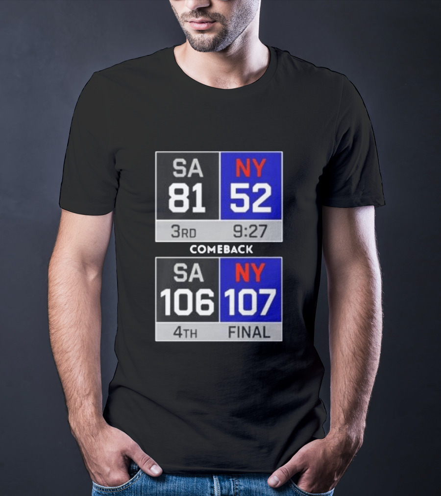 New York Knicks Epic Comeback Victory Against San Antonio Scoreboard Highlights T-Shirt