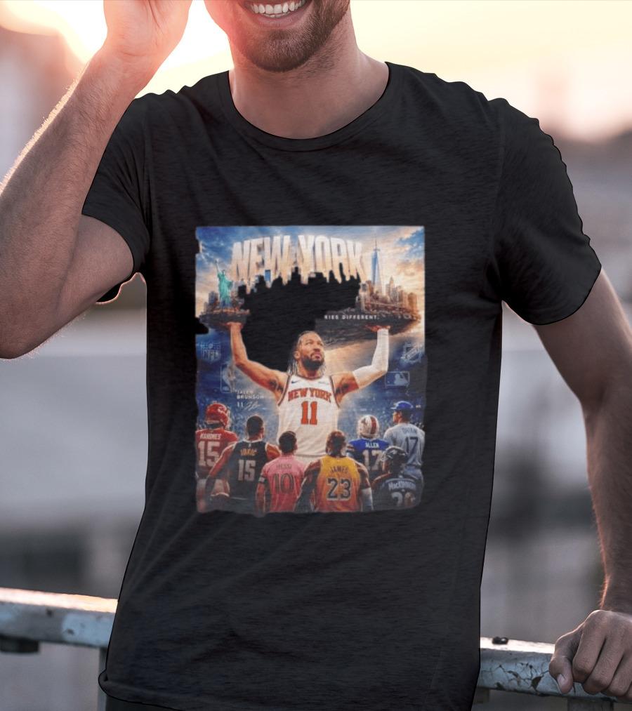 New York Knicks Built Different Carries Different Skyline Basketball NFL MLB T-Shirt