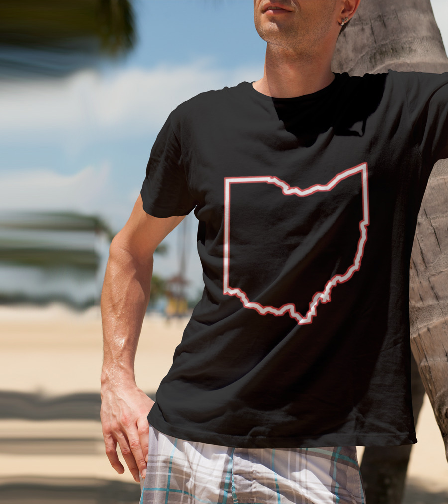 Ohio Outline Simple State Map Red T-Shirt