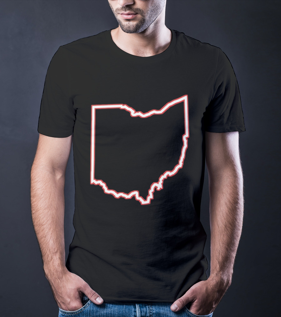 Ohio Outline Simple State Map Red T-Shirt
