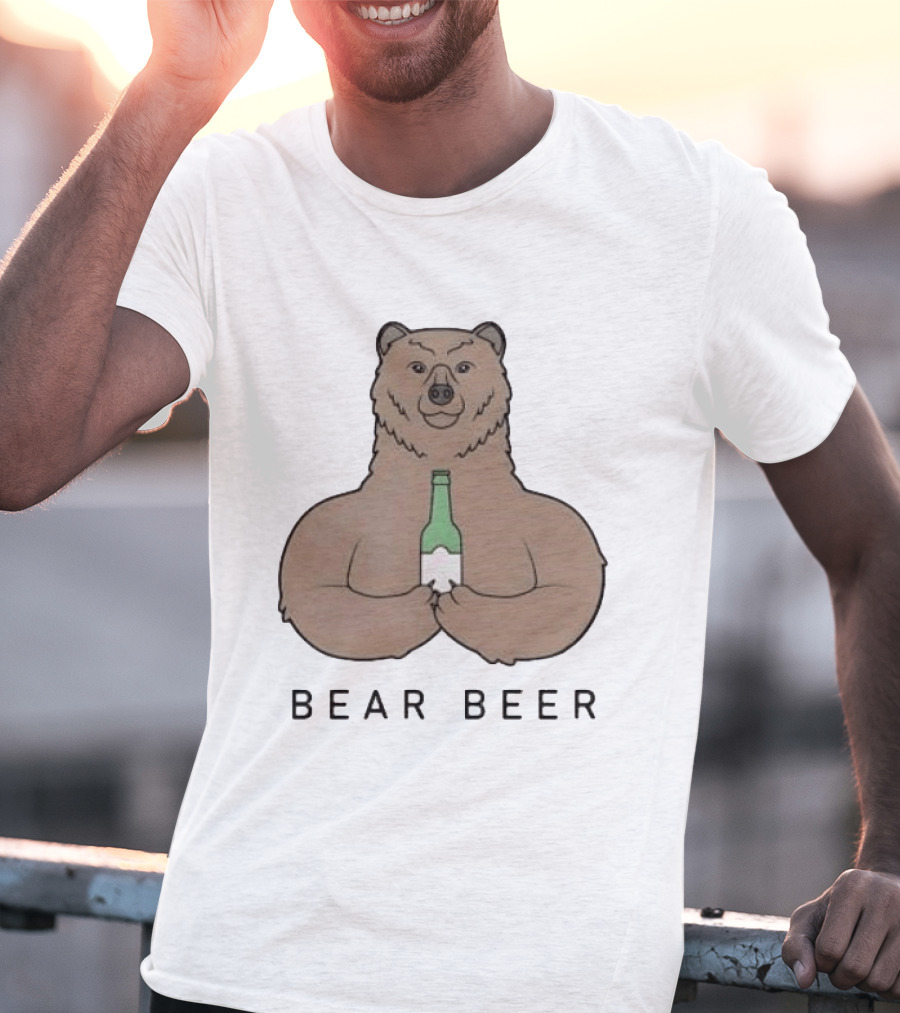 Bear Beer Meme Bottle Holding Bear T-Shirt